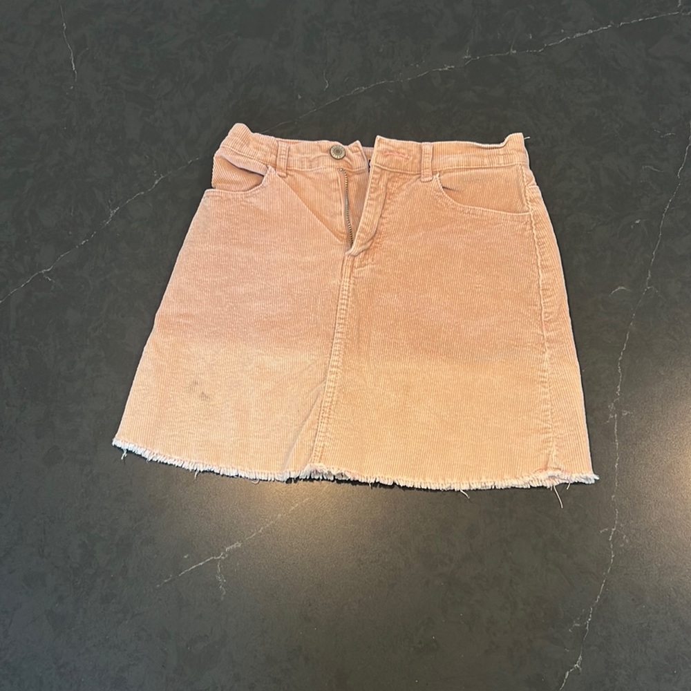 light pink corduroy mini skirt
